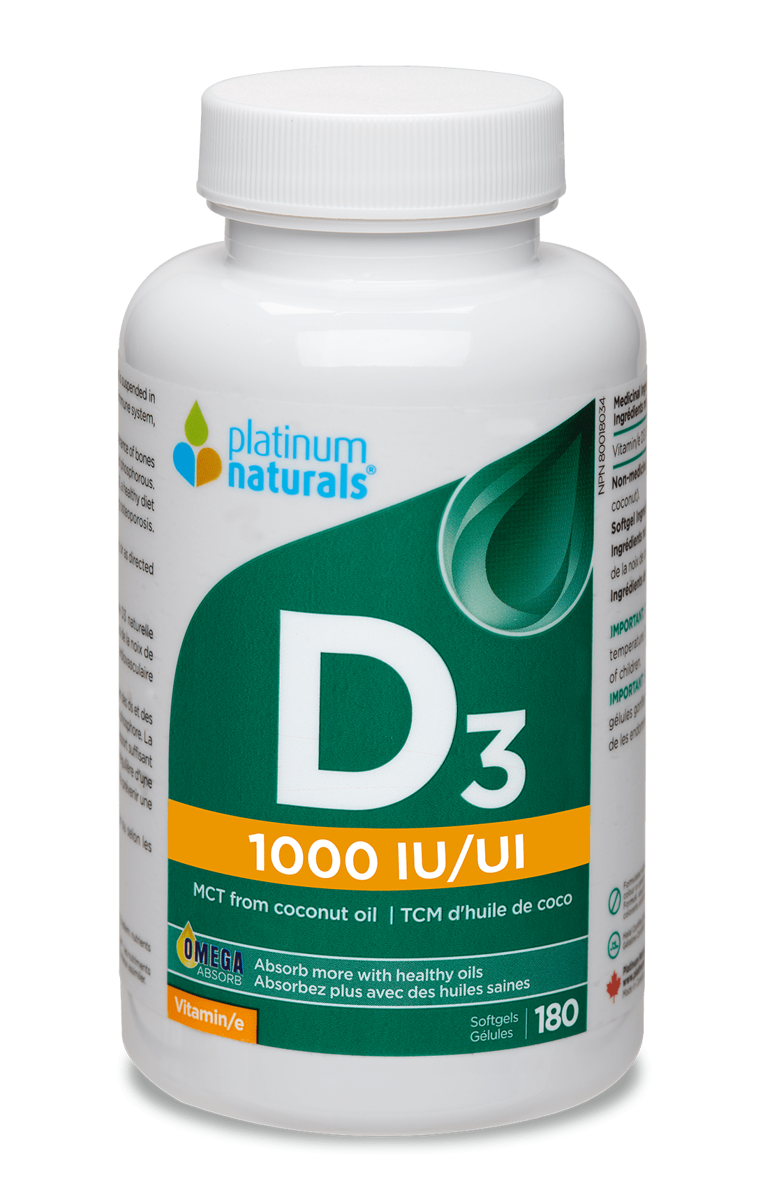 Vitamin D3 1000 IU cg-dev-platinumnaturals 180 