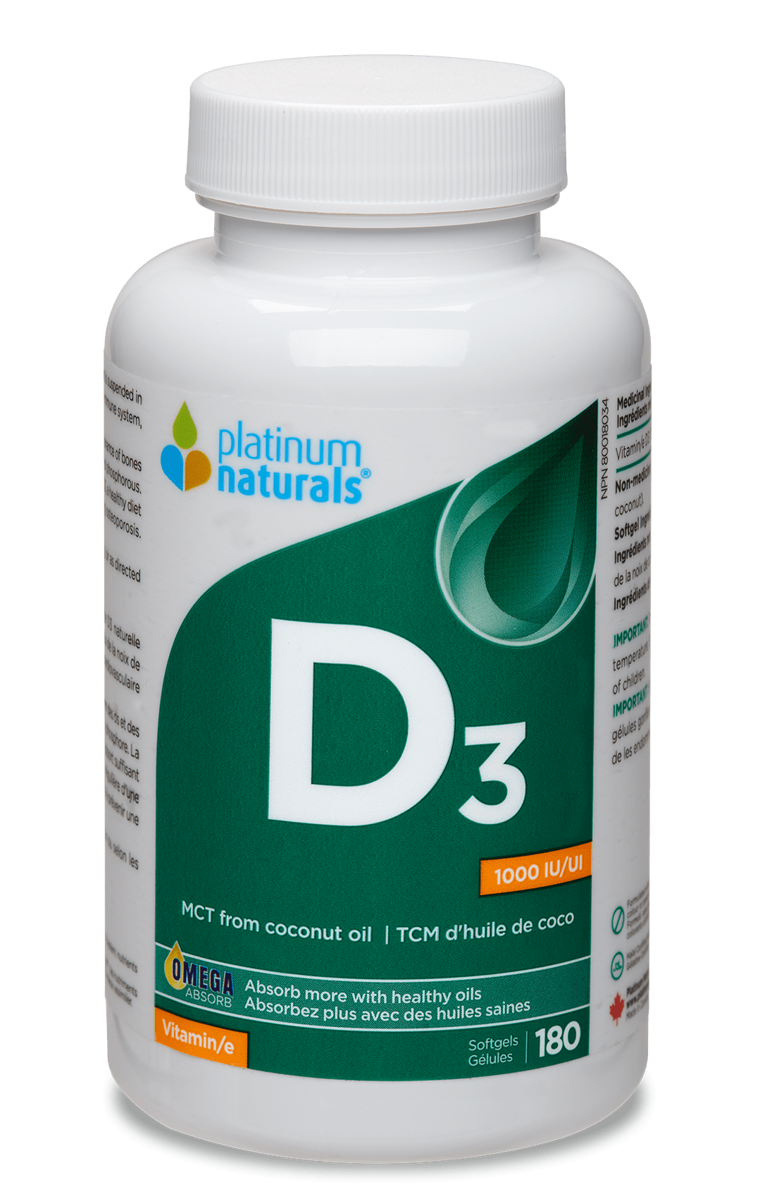 Vitamin D3 1000 IU cg-dev-platinumnaturals 180 