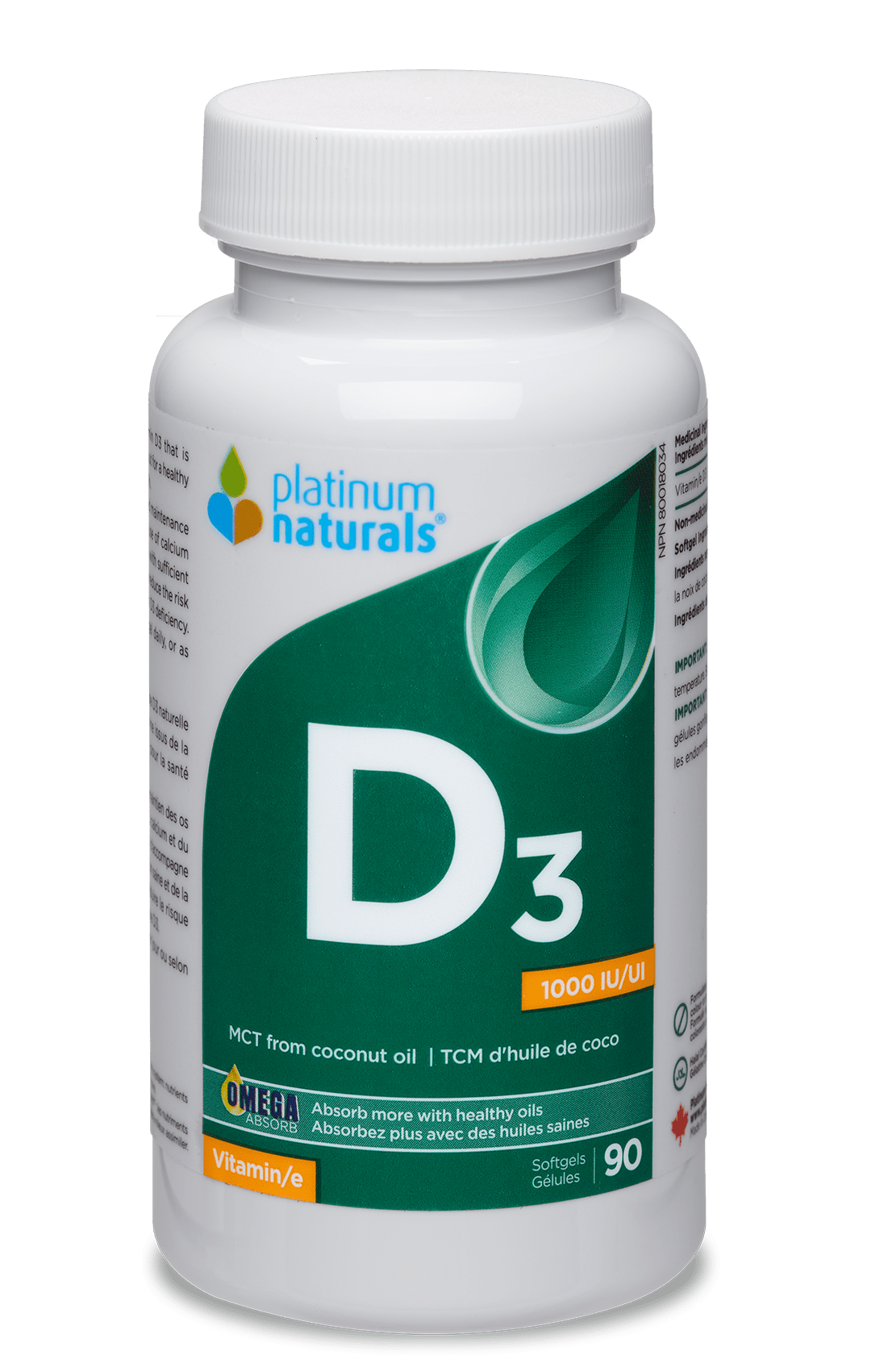 Vitamin D3 1000 IU cg-dev-platinumnaturals 90 