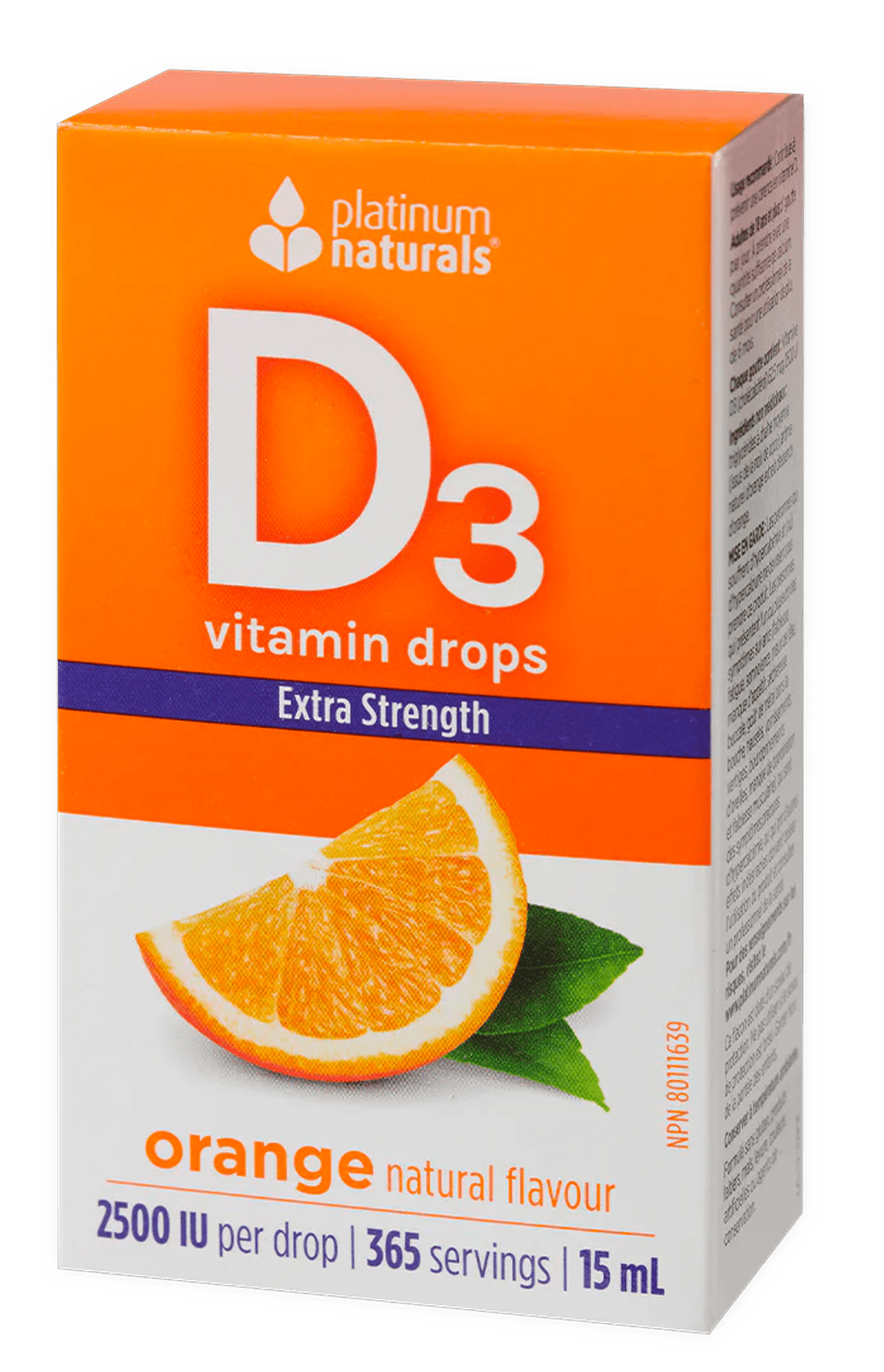 Vitamin D3 Drops 2500 IU Extra Strength Orange cg-dev-platinumnaturals 15 ml 