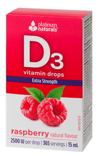 Thumbnail for Vitamin D3 Drops 2500 IU Extra Strength Raspberry cg-dev-platinumnaturals 15 ml 